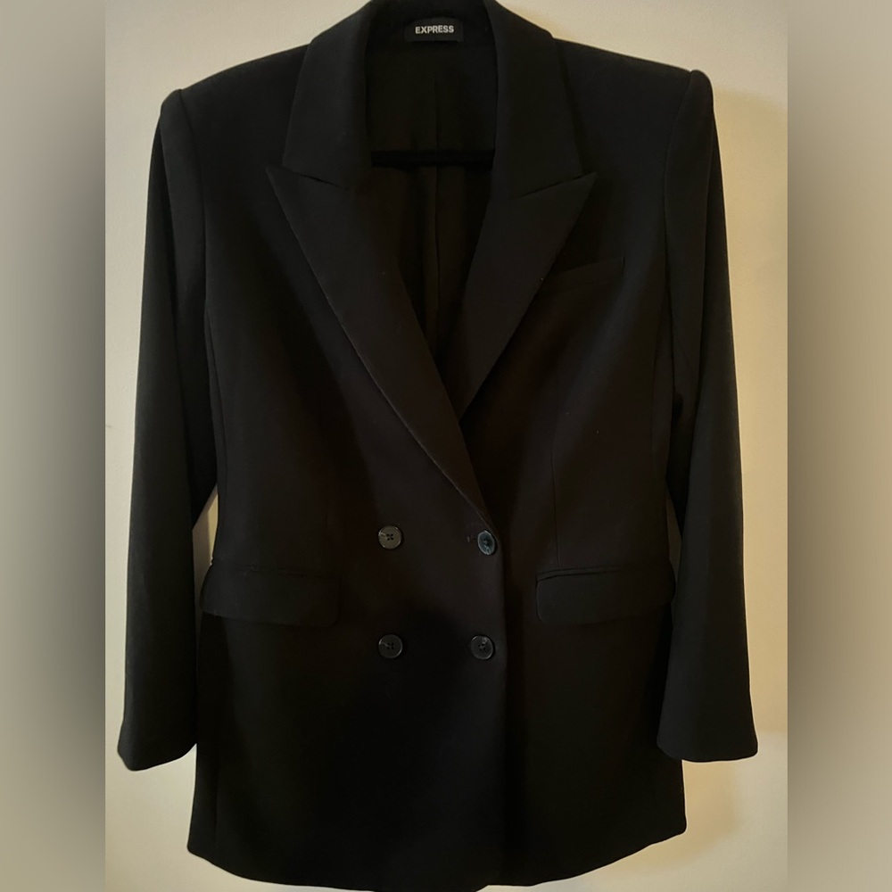 Black Express Double Breasted Blazer - image 2